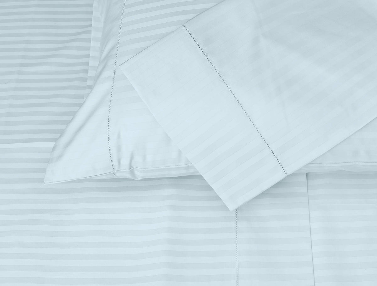 Threadmill Home Linen Standard Pillowcases - 100% Natural Cotton 600 Thread Count, 2 Piece Damask Blue Pillow Cover Set, Silky S
