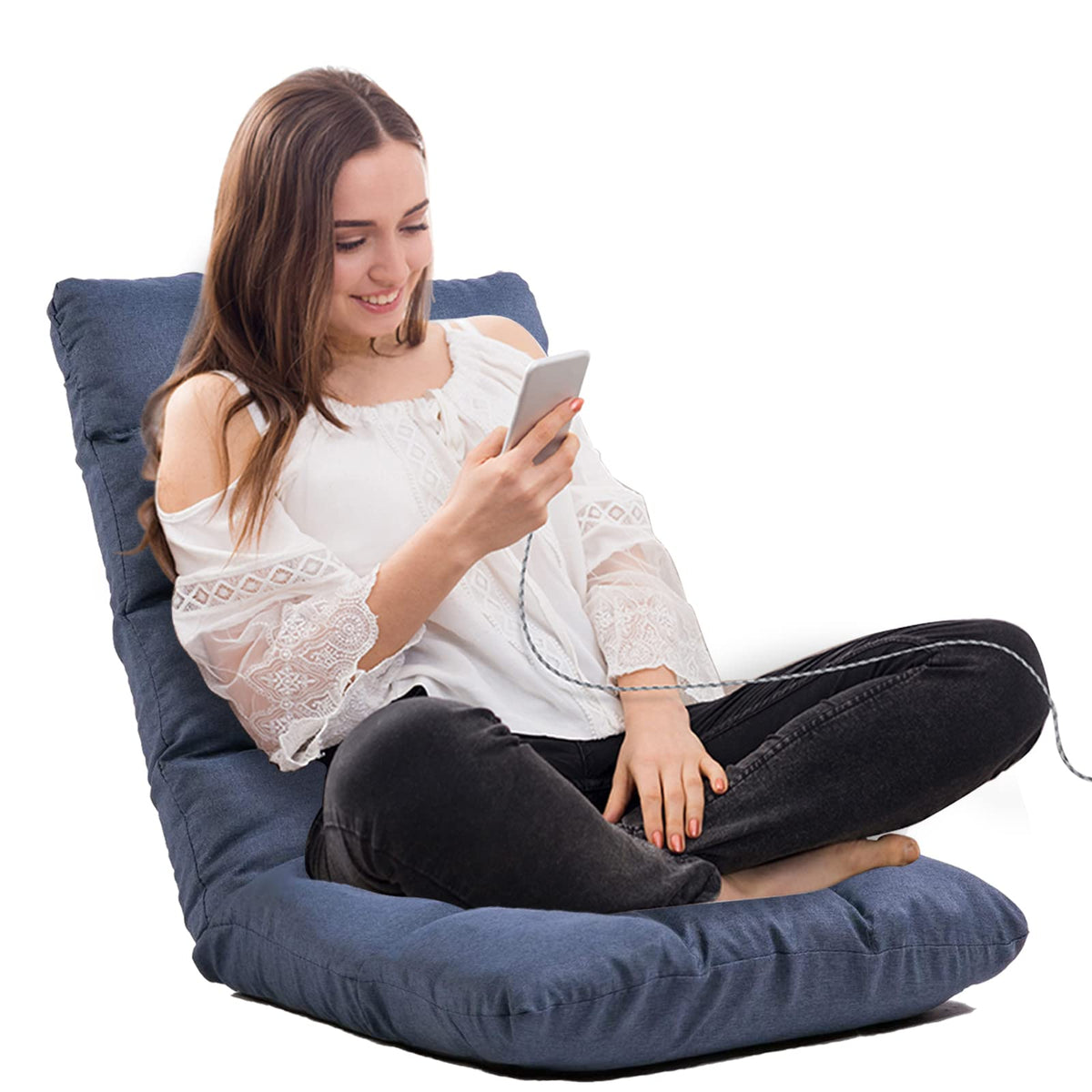 Floguor Floor Chair, Floor Lounger Chair 42Position Recliner Adjustable Foldable Video Gaming Meditating, Reading, Padded Comfo