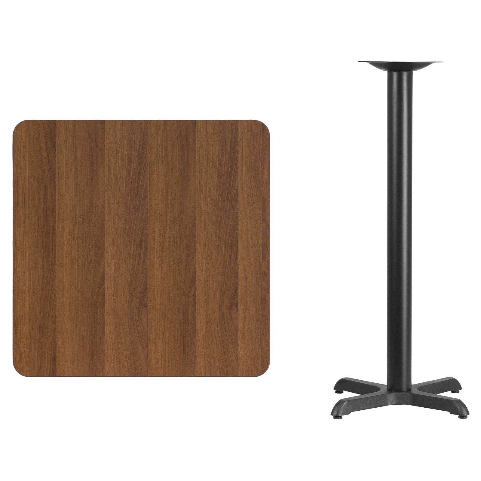 Flash Furniture Stiles 30'' Square Mahogany Laminate Table Top with 22'' x 22'' Bar Height Table Base