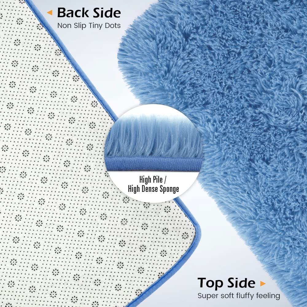 Amearea Premium Soft Area Rug 4X5.3 Feet, Blue Rugs For Living Room, Fluffy Carpet For Bedroom Nursery Playroom Teen Home Decor,