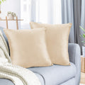 Nestl Throw Pillow Covers, Cozy Velvet Decorative Beige Cream Pillow Covers 20 X 20 Inches, Soft Solid Couch Pillow Covers For S