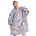 Aemilas Wearable Blanket Hoodie - Sherpa Oversized Blanket Sweatshirt For Women Men, Warm Cozy Hooded Blankets With Cat Pet Pock