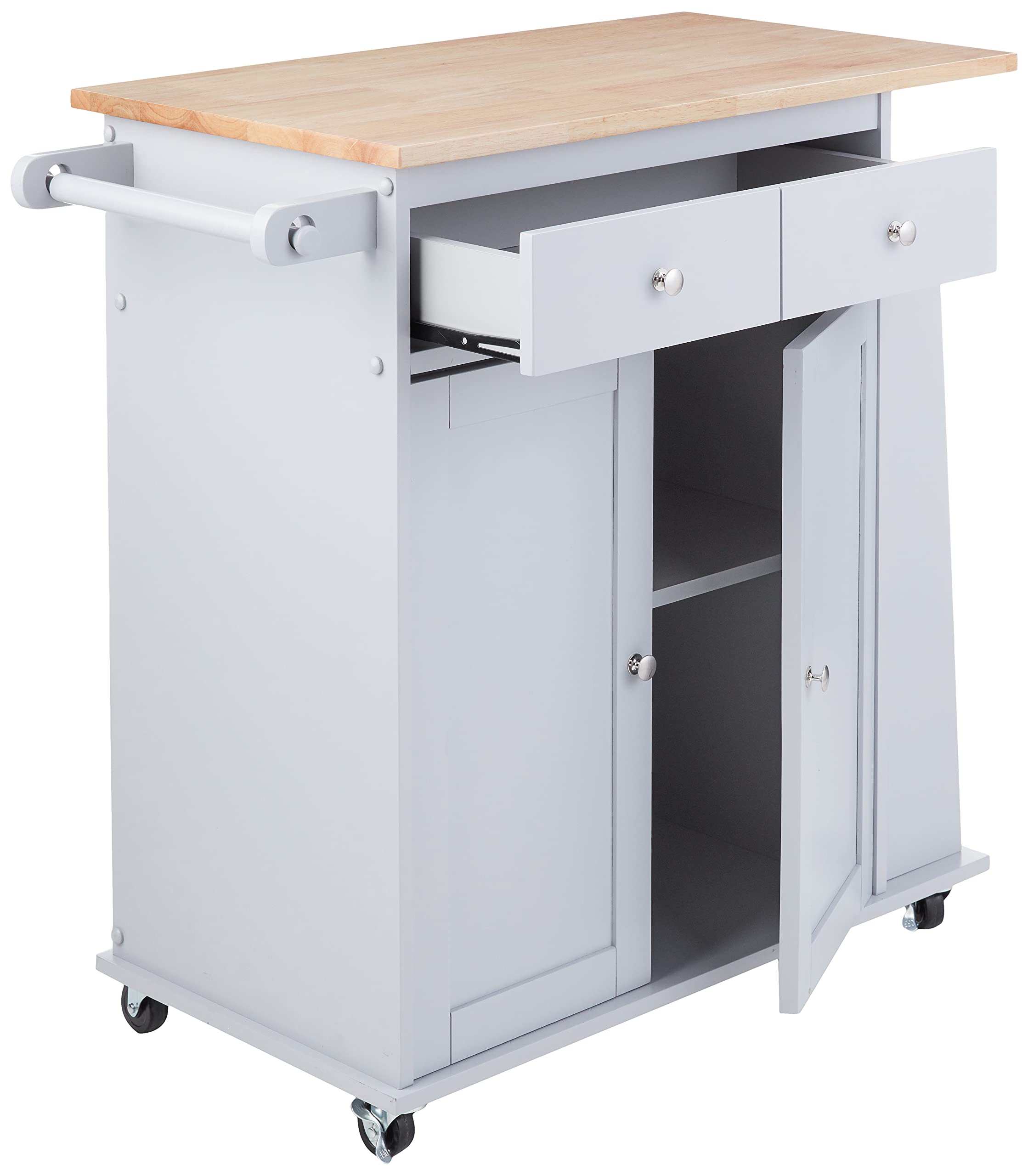 Acme Tullarick 2-Drawer Wooden Kitchen Cart in Natural and Gray