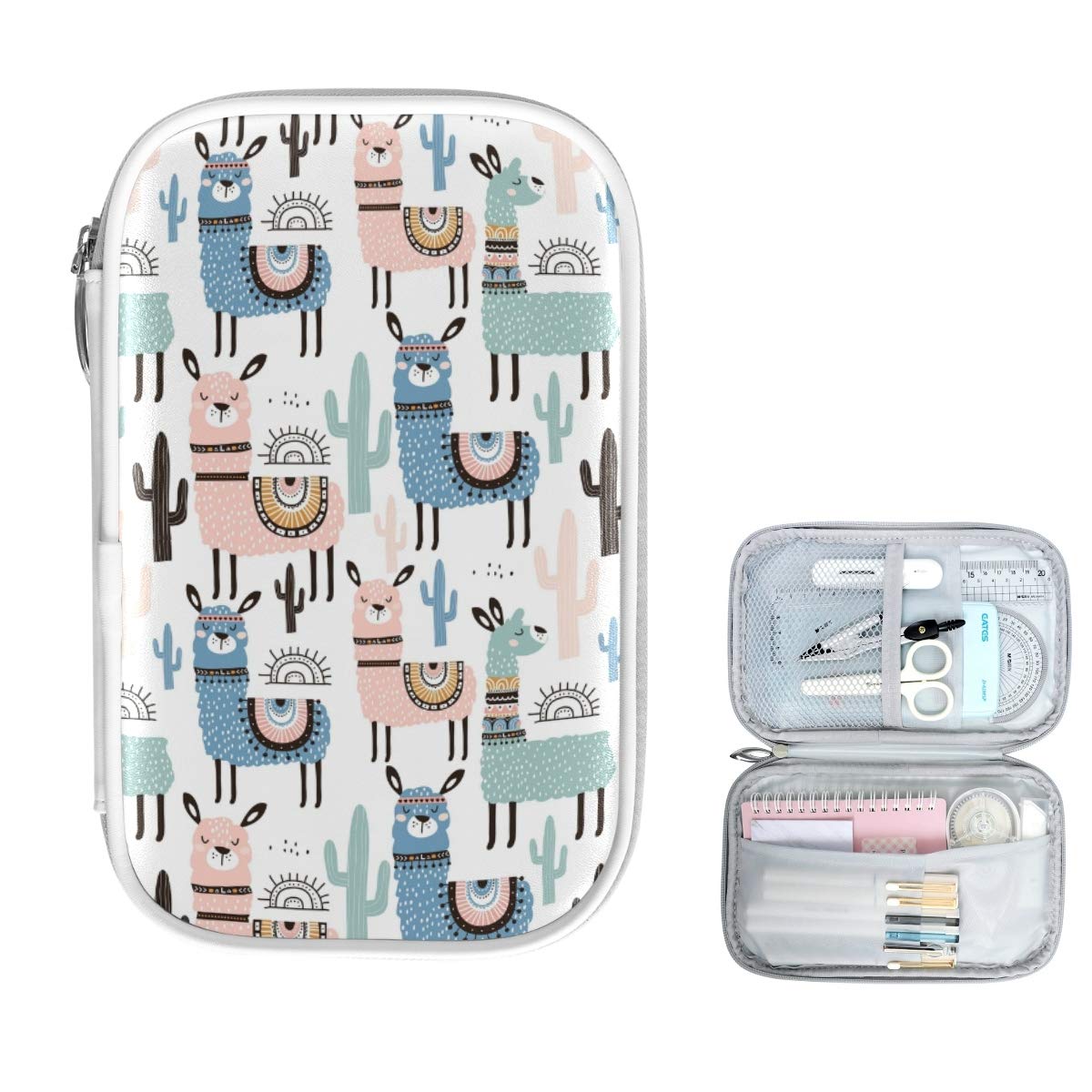 Zzkko Animal Llama Pencil Bag Case Zipper Pencil Holder Organizer Stationary Pen Bag Cosmetic Makeup Bag Pouch Purse For School