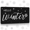 Blulu Hello Winter Wooden Snowflake Sign Rectangle Wall Hanging Plaque Bathroom Rustic Wooden Sign Vintage Farmhouse Home Wall A