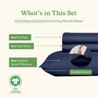 California Design Den 100% Organic Cotton Twin Xl Sheet Set, Deep Pockets Percale Sheets, Gots Certified Soft, Crisp, Cooling Sheets, Xl Twin Sheets, Navy Blue Sheets For Dorm, Hospitals