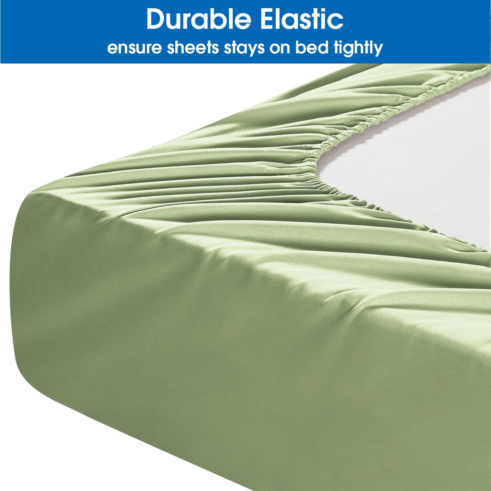 Homeideas King Size Bed Sheets - 6 Piece Set (Sage Green) - Extra Soft Brushed Microfiber 1800 Bedding Sheets, Deep Pocket, Wrinkle & Fade Free