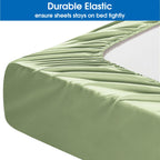 Homeideas King Size Bed Sheets - 6 Piece Set (Sage Green) - Extra Soft Brushed Microfiber 1800 Bedding Sheets, Deep Pocket, Wrinkle & Fade Free