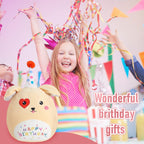 Bstaofy 14' Cute Happy Birthday Puppy Soft Plush Pillow Birthday Dog Stuffed Animal Birthday Gifts For Girls Boys Baby Kids