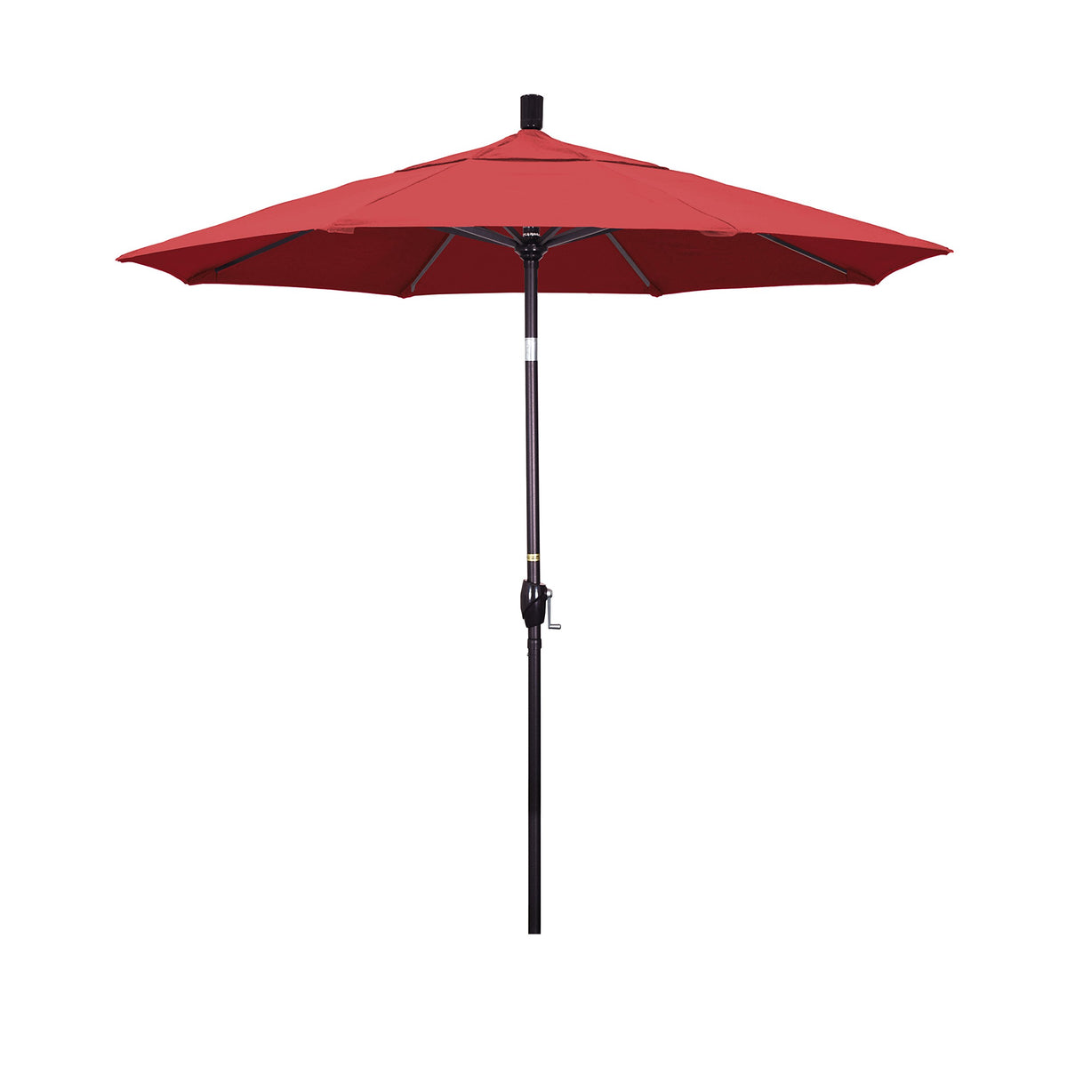 California Umbrella Gspt758117-5407 7.5' Round Aluminum Market, Crank Lift, Push Button Tilt, Bronze Pole, Sunbrella Henna Patio