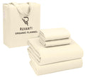 RUVANTI Flannel Sheets Queen Size  GOTS Certified 100% Organic Cotton, 4 Piece Warm, Soft & Breathable Set, Deep Pocket Snug Fi