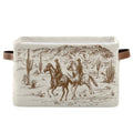 BOKEKANG Cowboy Storage Basket Western Desert Cowboy Storage Bin Collapsible Sunflowers Large Storage Baskets with Leather Handl