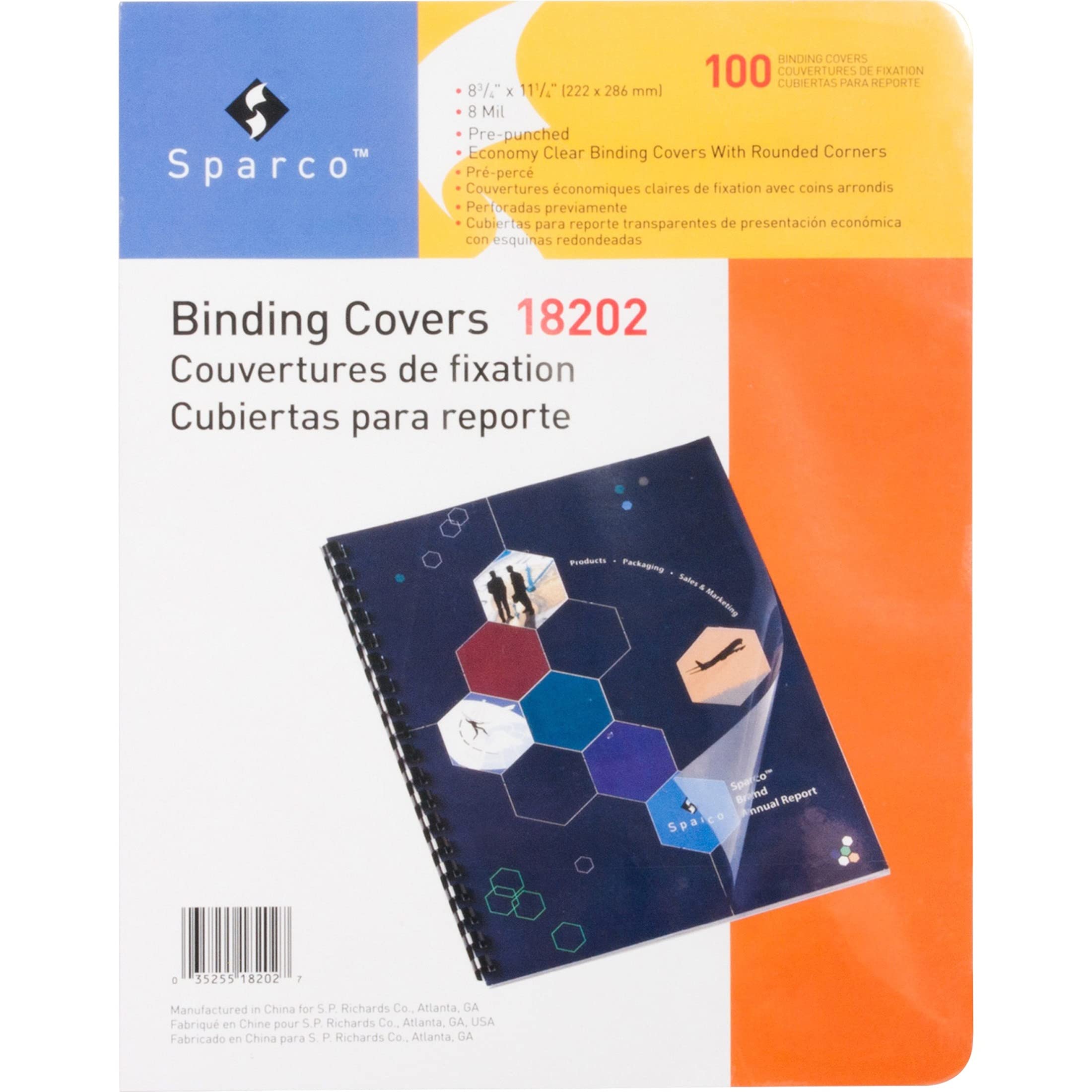 Sparco Presentation Cover, Round, Punched, 11-1/4 x 8-3/4 Inches, 100 per Pack, Clear(SPR18202)