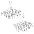 Tosnail 2 Pack Stainless Steel Clip and Drip Hangers Clothes Drying Rack Laundry Accessories - Total 66 Clips
