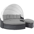 Modway Summon Outdoor Patio Daybed with Canopy and Sunbrella Cushions in Canvas Gray