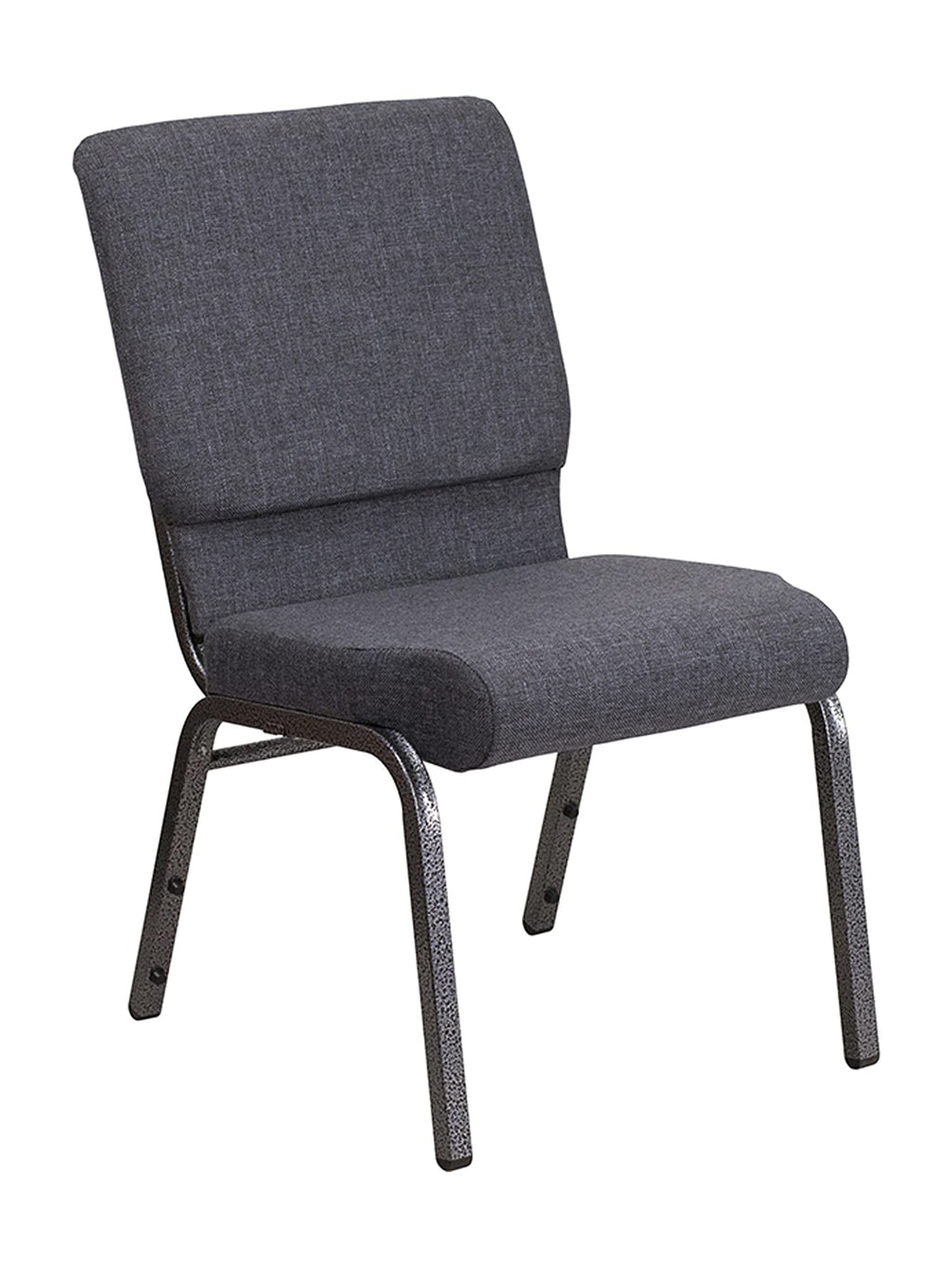 Flash Furniture Hercules Series 18.5''W Stacking Church Chair In Dark Gray Fabric - Silver Vein Frame