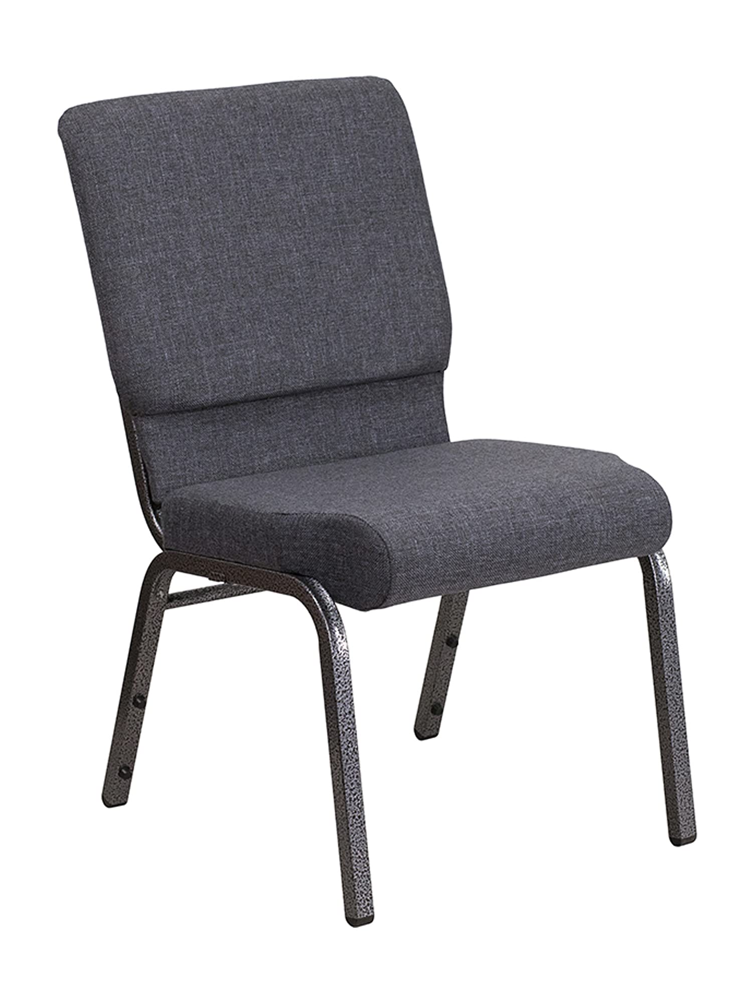 4 Pk. 18.5W Dark Gray Fabric Stacking Church Chair - Silver Vein Frame