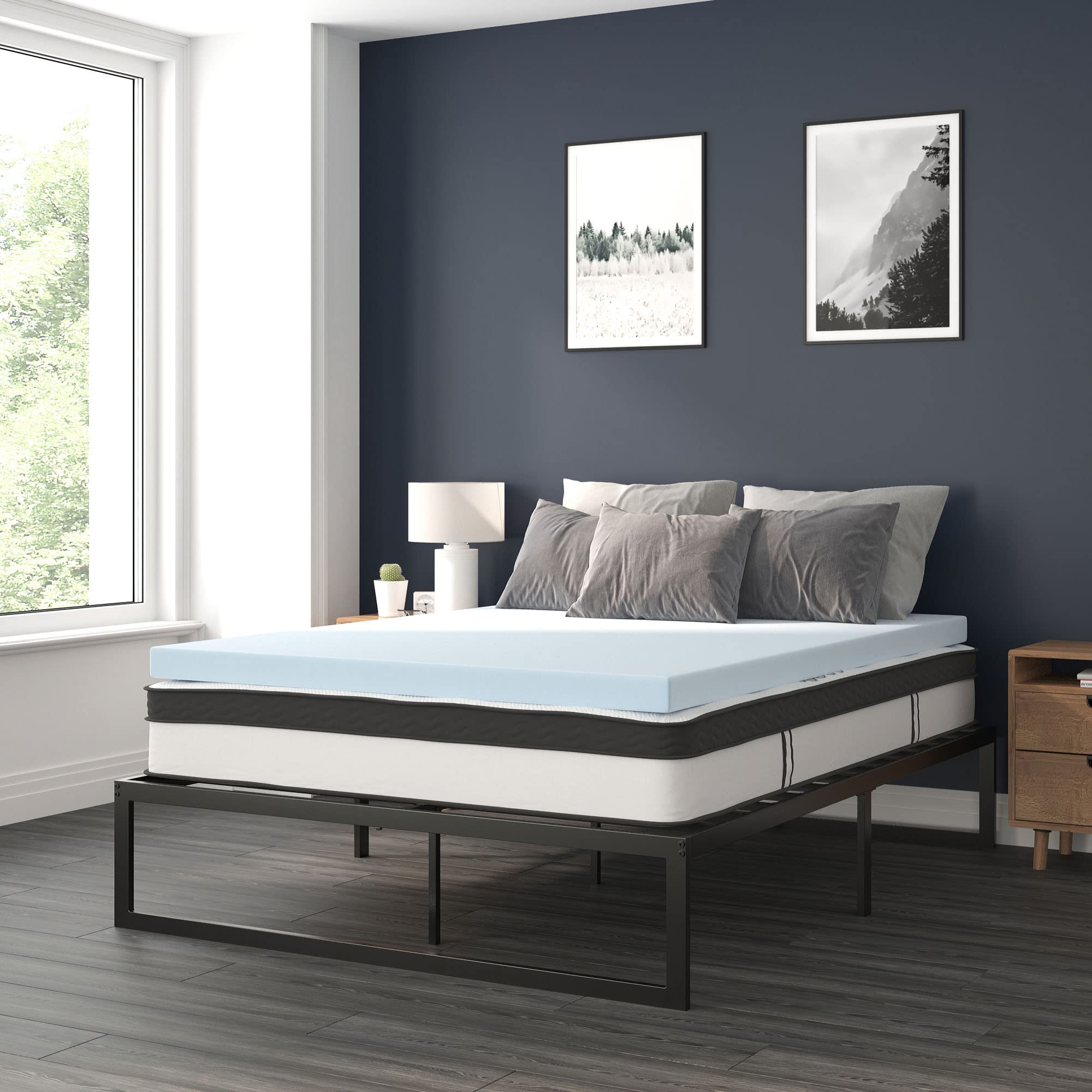 Flash Furniture 14 Inch Metal Platform Bed Frame Set