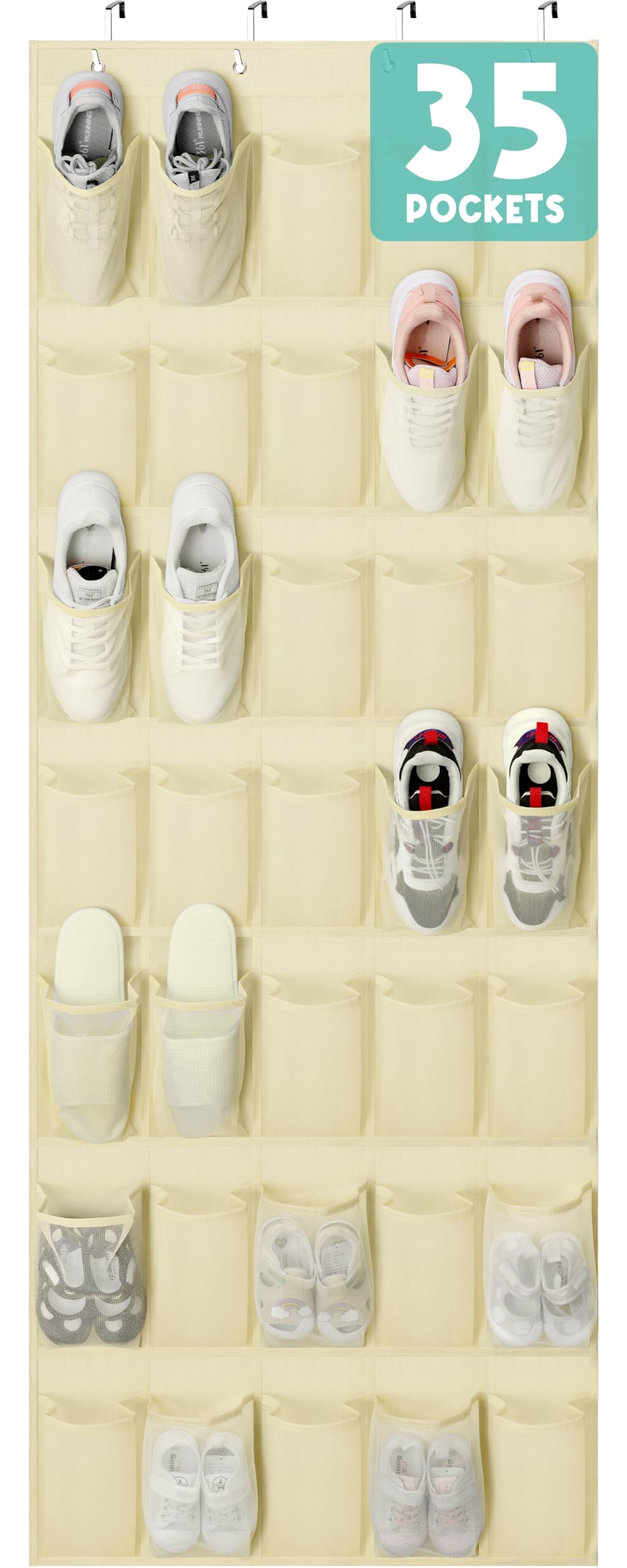 Over The Door Shoe Organizer 35 Durable Mesh Pockets Hanging Shoe Rack For Door Small Spaces Baby Shoe Organizer Shoe Holders Sp