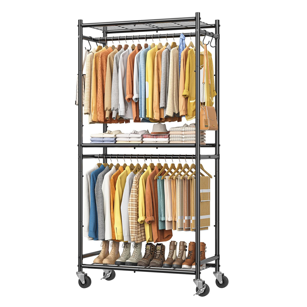 Simple Trending Clothes Rack, Clothing Rack, Portable Closet, Black