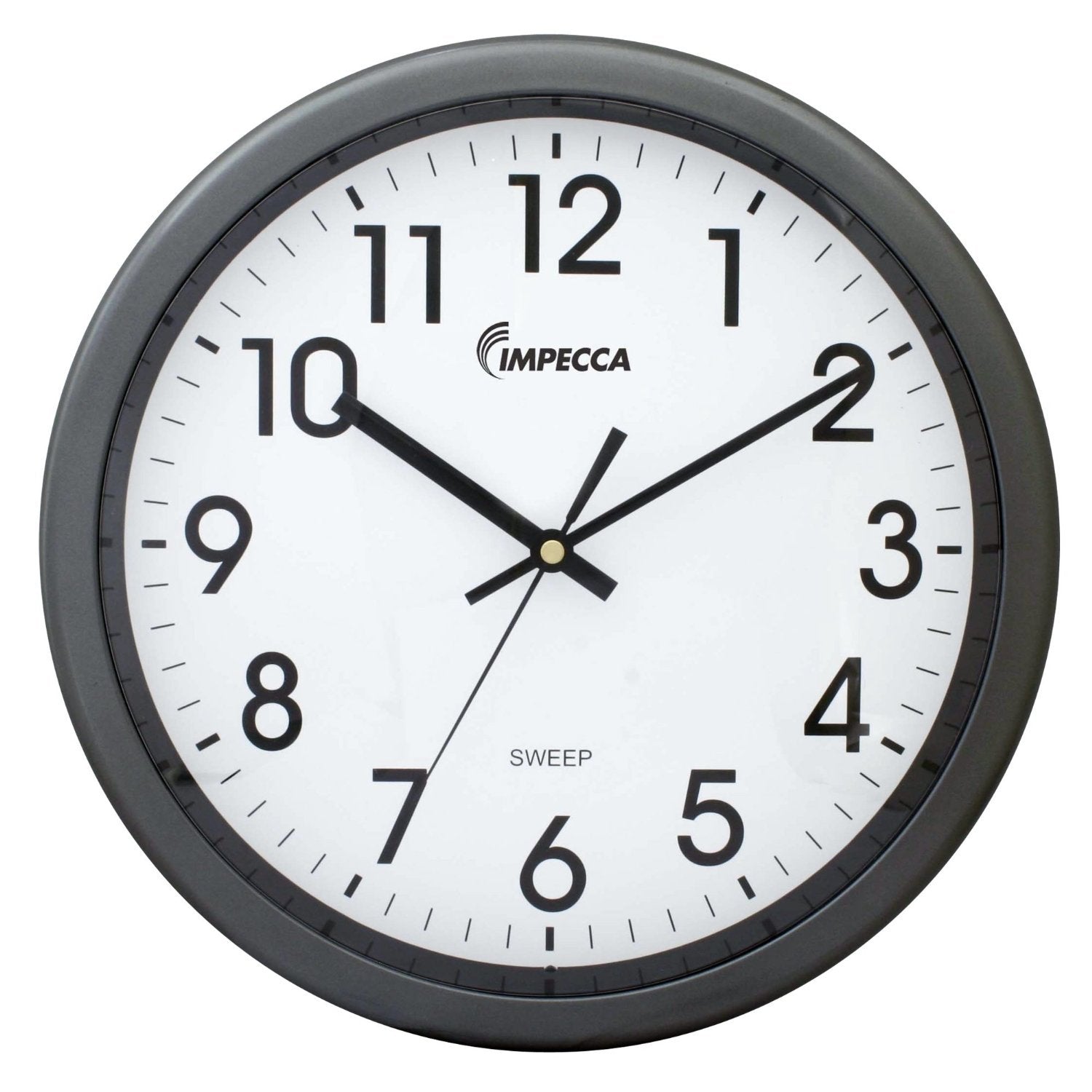 Impecca WCW12M1 Non Ticking Sweep Movement 12 Wall Clock (Metallic Grey)