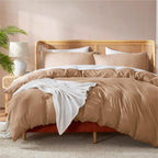 Nestl Mocha Brown Duvet Cover Queen Size - Soft Double Brushed Queen Duvet Cover Set, 3 Piece, With Button Closure, 1 Duvet Cove