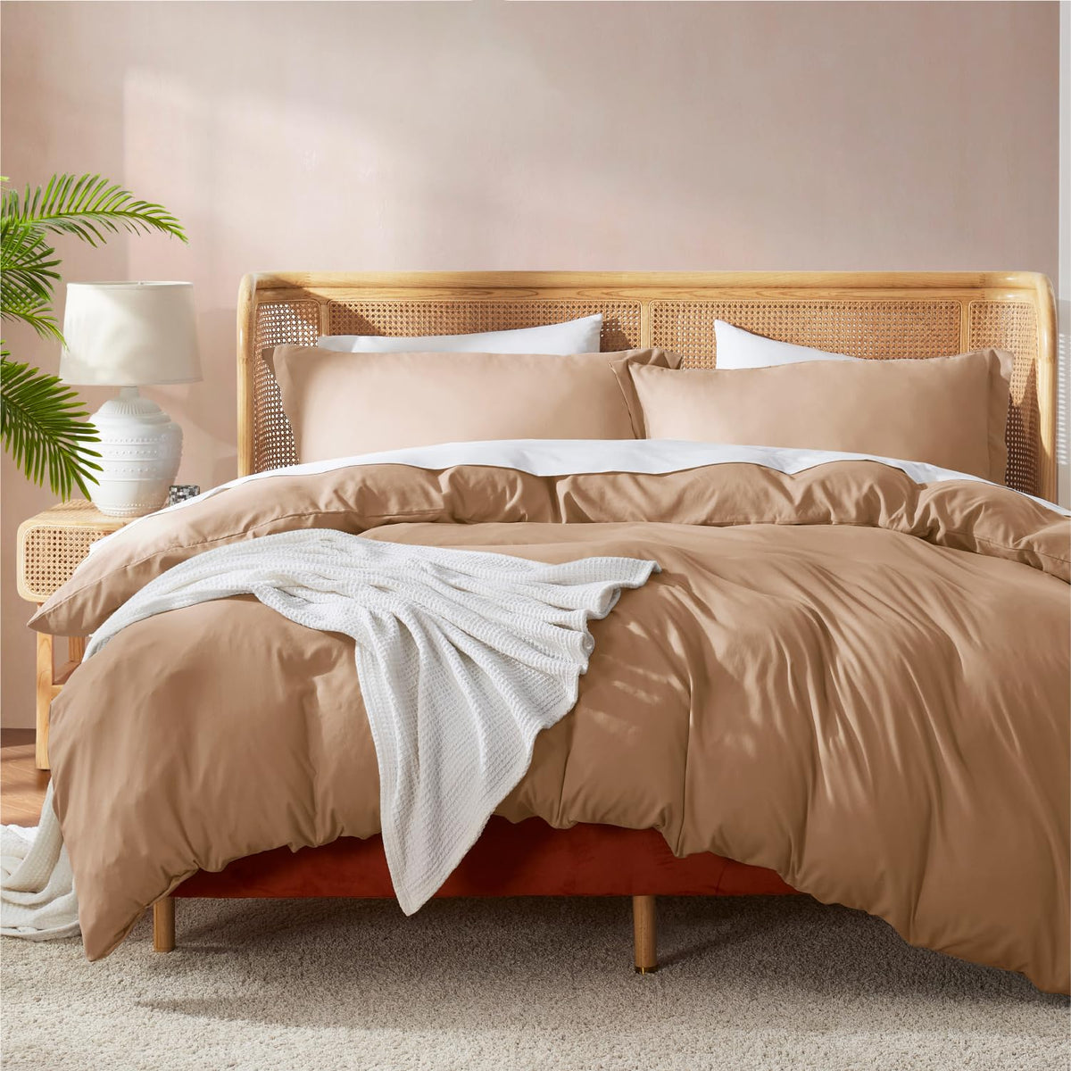 Nestl Mocha Brown Duvet Cover Full Size - Soft Double Brushed Full Size Duvet Cover Set, 3 Piece, With Button Closure, 1 Duvet C