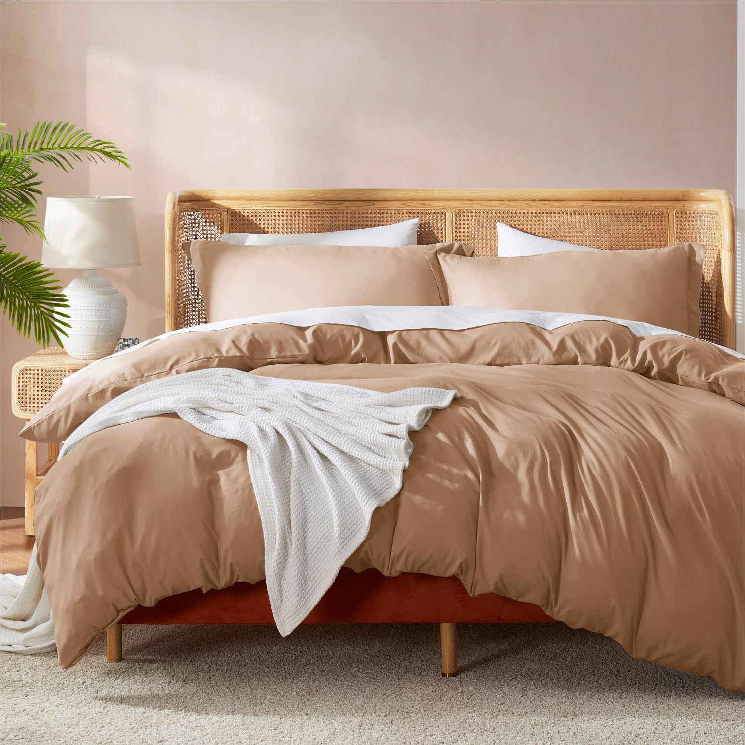 Nestl Mocha Brown Duvet Cover King Size - Soft Double Brushed King Duvet Cover Set, 3 Piece, With Button Closure, 1 Duvet Cover