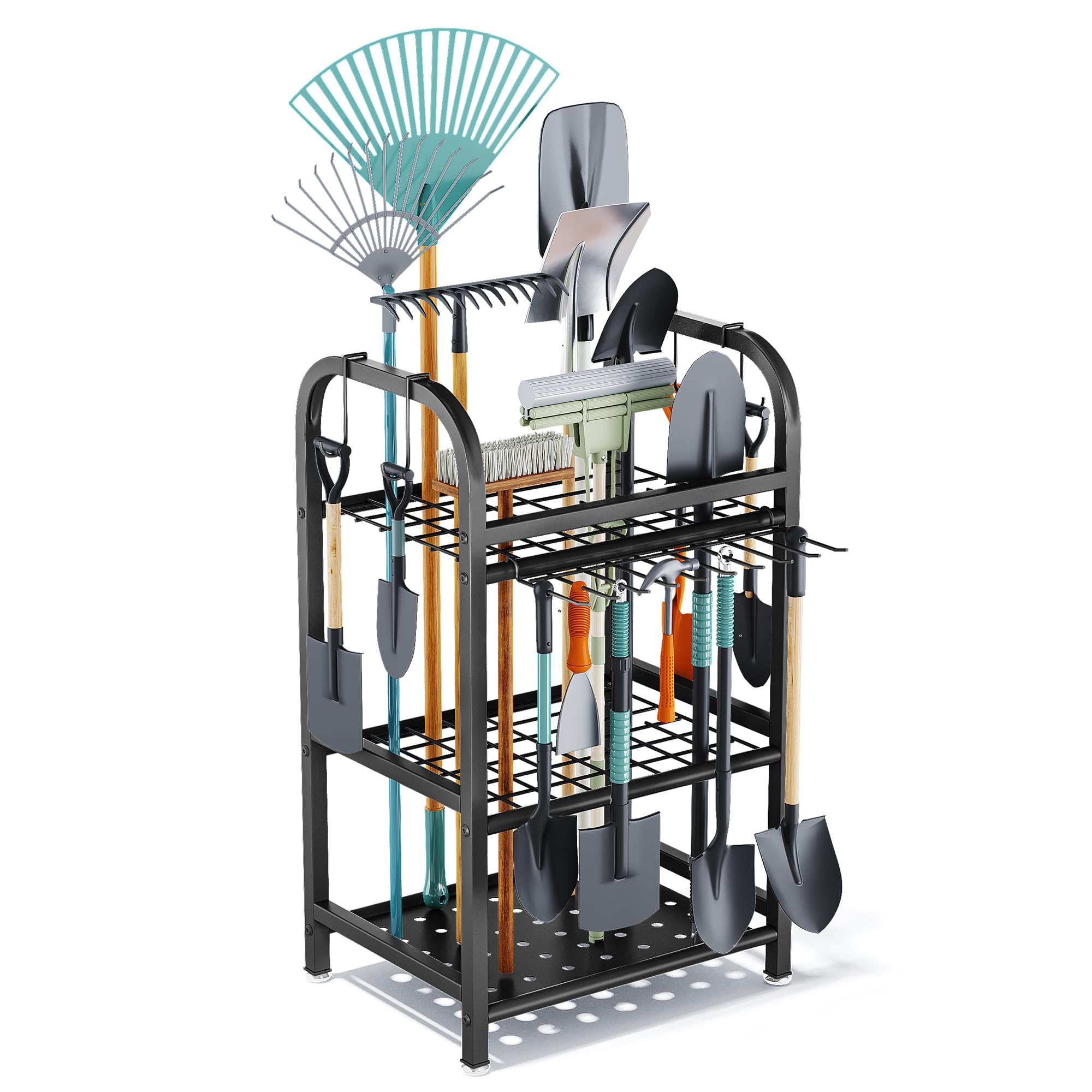 Butunita Garden Tool Organizer For Garage, Storage Rack For Garage Organization, Shed, Outdoor, Yard Tool Organizer Holds Up To