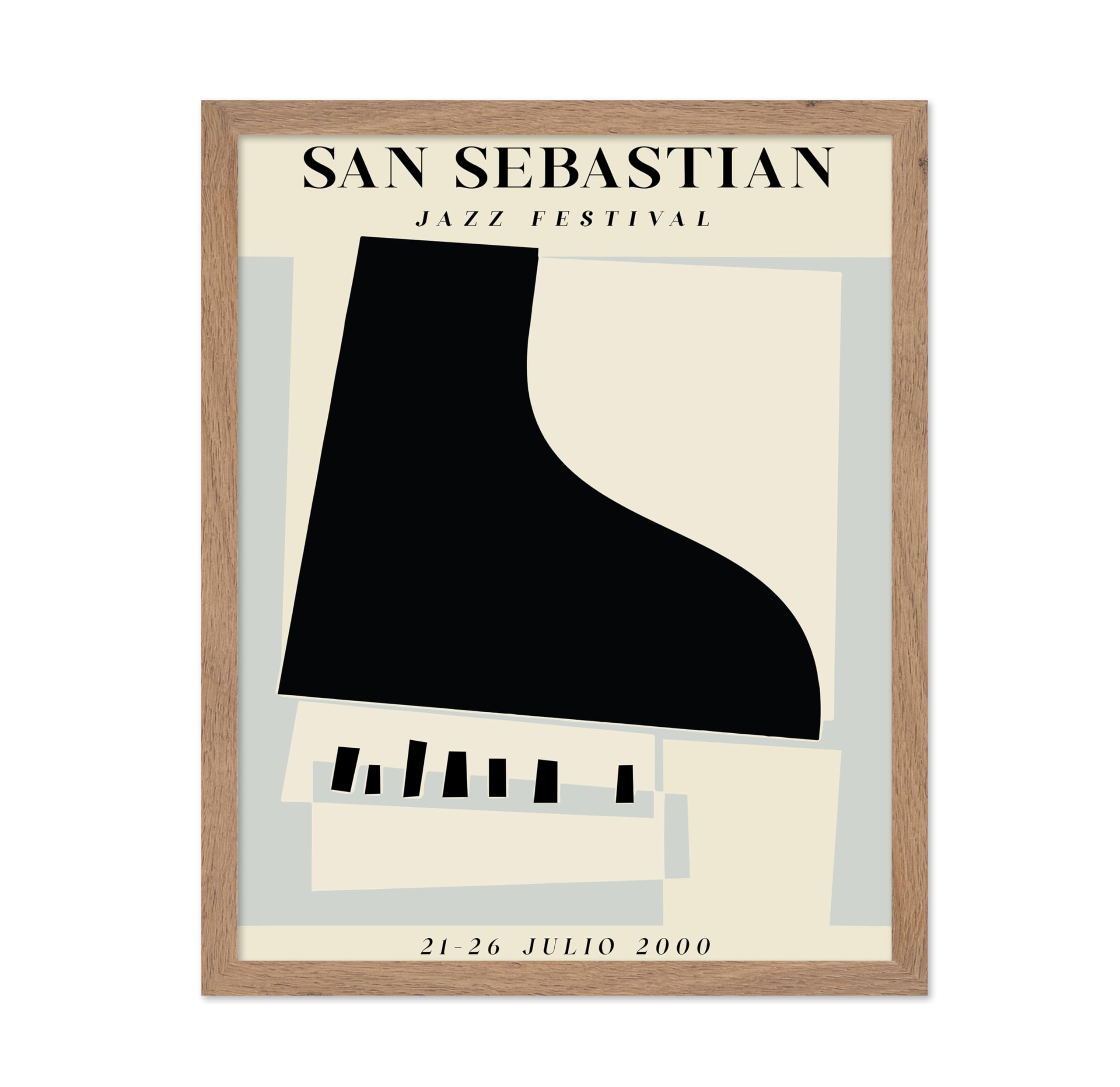 Poster Master Vintage Illustration Poster - Retro Minimalist Print - San Sebastian, Jazz Festival, Piano, Aesthetic - Gift for A