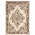 HomeRoots 510787 10 x 13 ft. Ivory Gold Gray & Blue Oriental Power Loom Stain Resistant Rectangle Area Rug