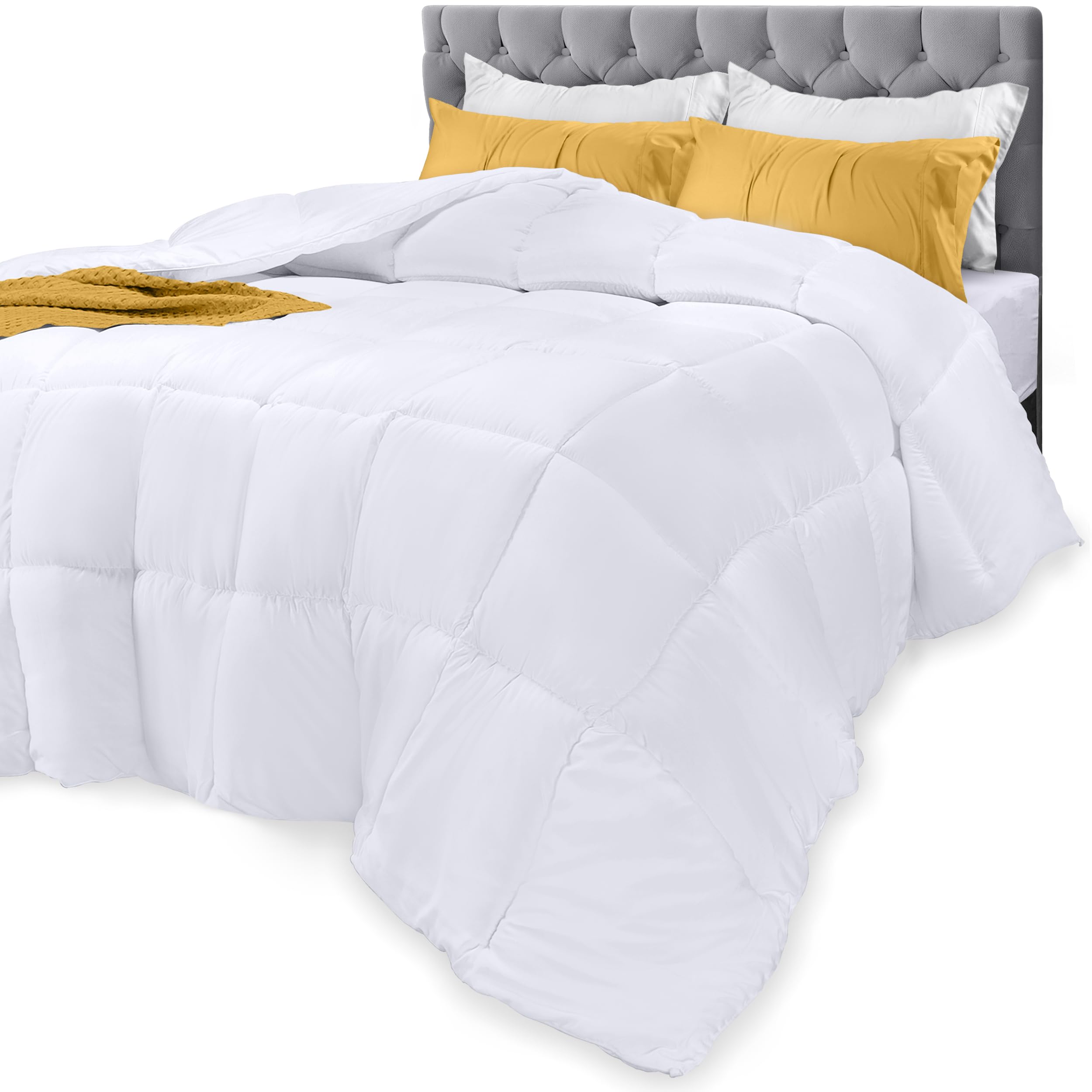 Utopia Bedding Comforters Queen Size, All Season Duvet Insert, Down Alternative Box Stitched Bed Comforter With Corner Tabs, Mac