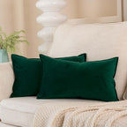 Juspurbet Dark Green Lumbar Velvet Throw Pillow Covers 14X24 Inch Set Of 2 For Home Decor Living Room Bedroom Couch Decorative B