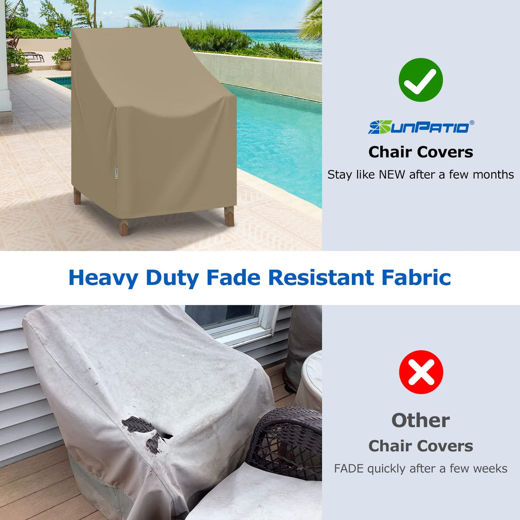 Sunpatio Outdoor Chair Covers Waterproof 2 Pack, Heavy Duty Patio Lounge Deep Seat Chair Covers, Fade & Rip Resistant Covers For Outdoor Furniture, All Weather Protection, 33.5'W X 37'D X 36'H, Taupe
