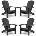 Yefu Adirondack Chairs Set Of 4 Plastic Weather Resistant-Black, Modern Poly Lumber Outdoor Chairs Like Real Wood, Widely Used In Outdoor, Patio, Deck, Outside, Fire Pit Garden, Campfire Chairs