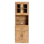 Baxton Studio Laurana 23.62-inch W Kitchen Storage Cabinet and Hutch, Oak Brown (193-12004-HiT)
