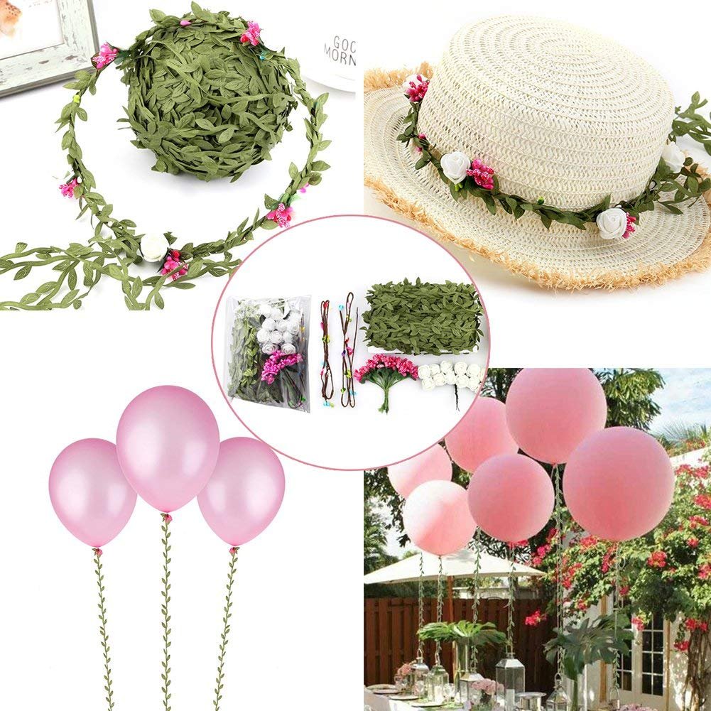 Hecaty 66 Ft Leaf Ribbon, Artificial Eucalyptus Garland Rattan Leaf String, Decorative Jungle Plant Green, Suitable For Baby Sho