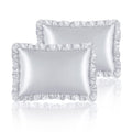 Hommxjf Silky Satin Ruffled Pillow Cases For Hair And Skin,Light Gray Silk Pillowcases King Set Of 2 With Envelope Closure Princ