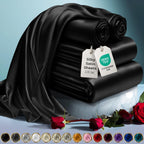 Decolure Satin Sheets Twin Set 4Pcs - Comfy Hotel Luxury Silk Feel Satin Bed Sheets Twin- Elegant Silky Soft Twin Size Satin Bed