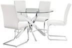 Best Master Furniture Mirage 5 Pcs Glass Top Modern Dining Set, White