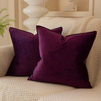Juspurbet Eggplant Purple Christmas Decorative Velvet Throw Pillow Covers 22X22 Inch Set Of 2,Broadside Soft Cushion Case With I