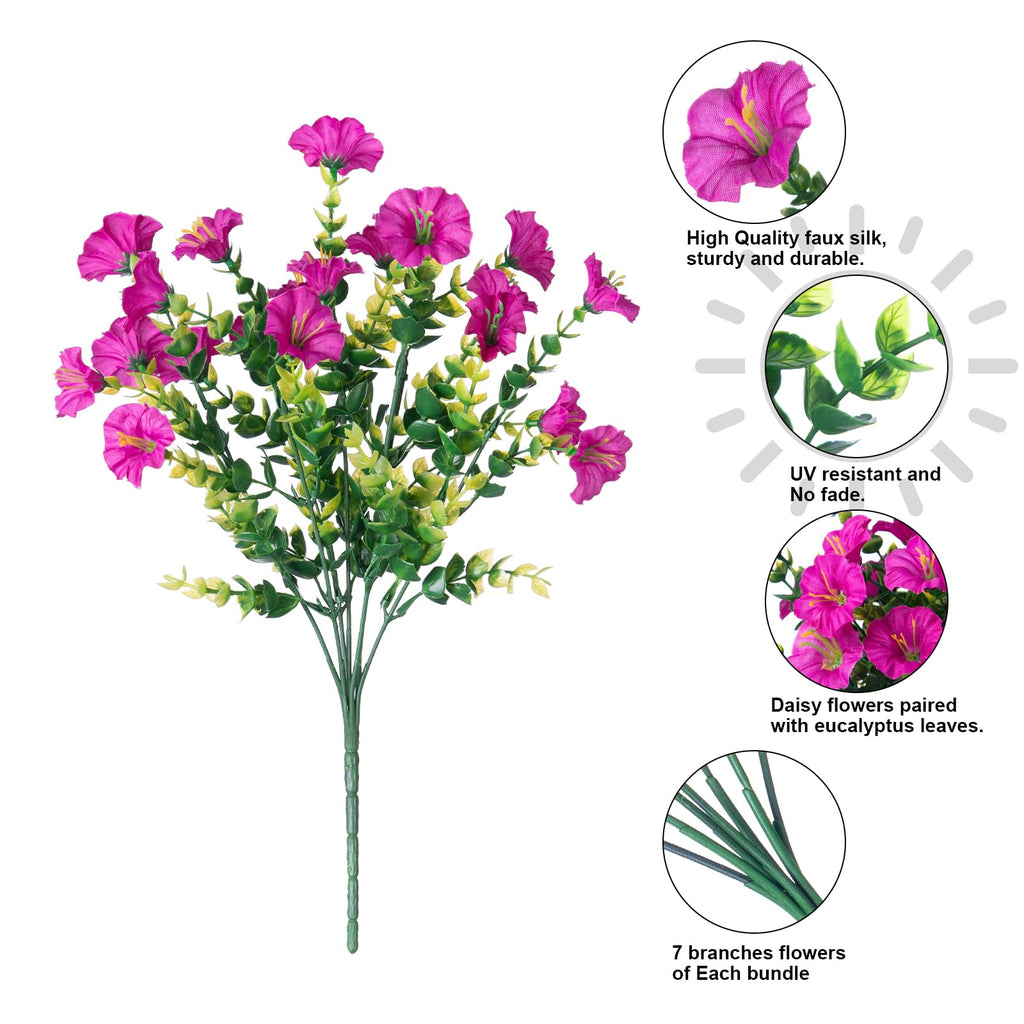 Ivydale Artificial Fake Outdoor Plants Flowers For Spring Summer Decoration, 12 Bundles Faux Silk Uv Sun Resistant Realistic Mor