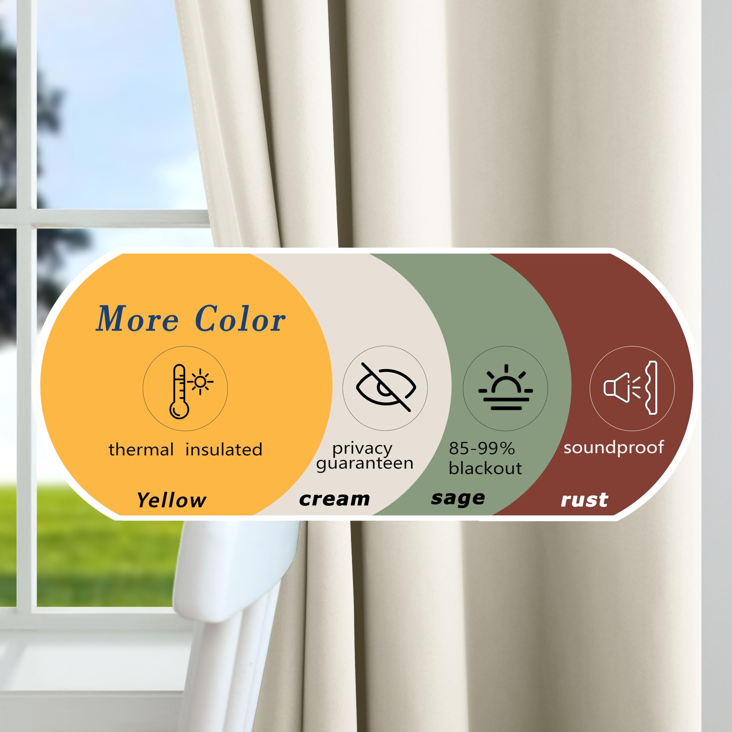 Mrs.Naturall Beige Curtains 42X54 Inches Long For Dining Room 2 Panels Blackout Room Darkening Curtain For Bedroom