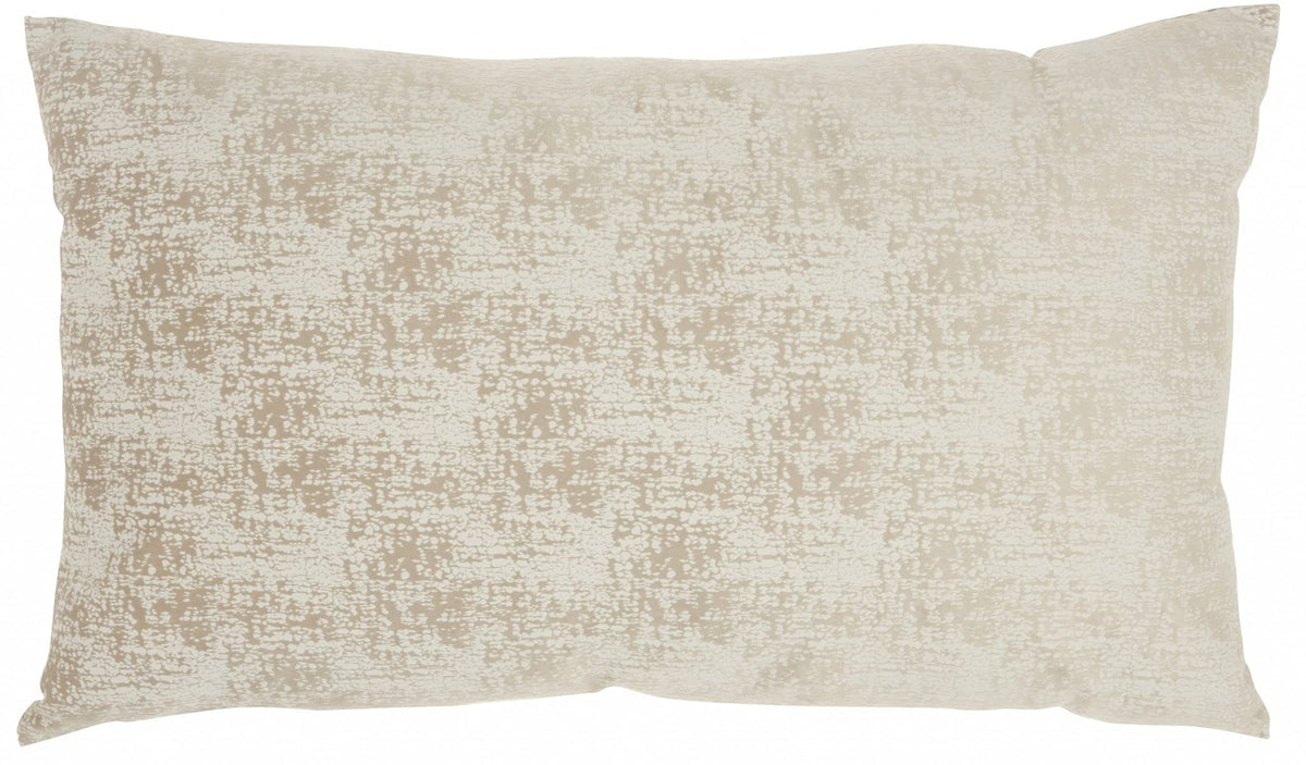 HomeRoots 100% Polyester Beige Distressed Gradient Lumbar Pillow