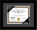 Creative Picture Frames 15x20 Classic Black Diploma Frame with Black Mat Glass Easel and Installed Wall Hangers | Frame Holds 18
