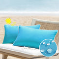 All Smiles Sky Blue 12X20 Set Of 2 Outdoor Waterproof Lumbar Pillowcase Throw Pillow Covers Decorative Outside Patio Furniture C