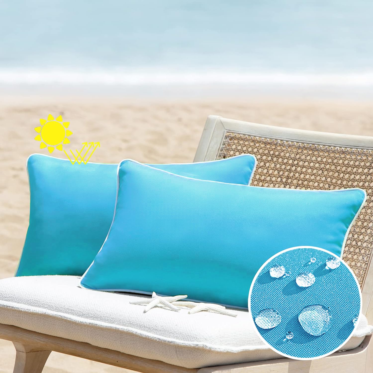 All Smiles Sky Blue 12X20 Set Of 2 Outdoor Waterproof Lumbar Pillowcase Throw Pillow Covers Decorative Outside Patio Furniture C