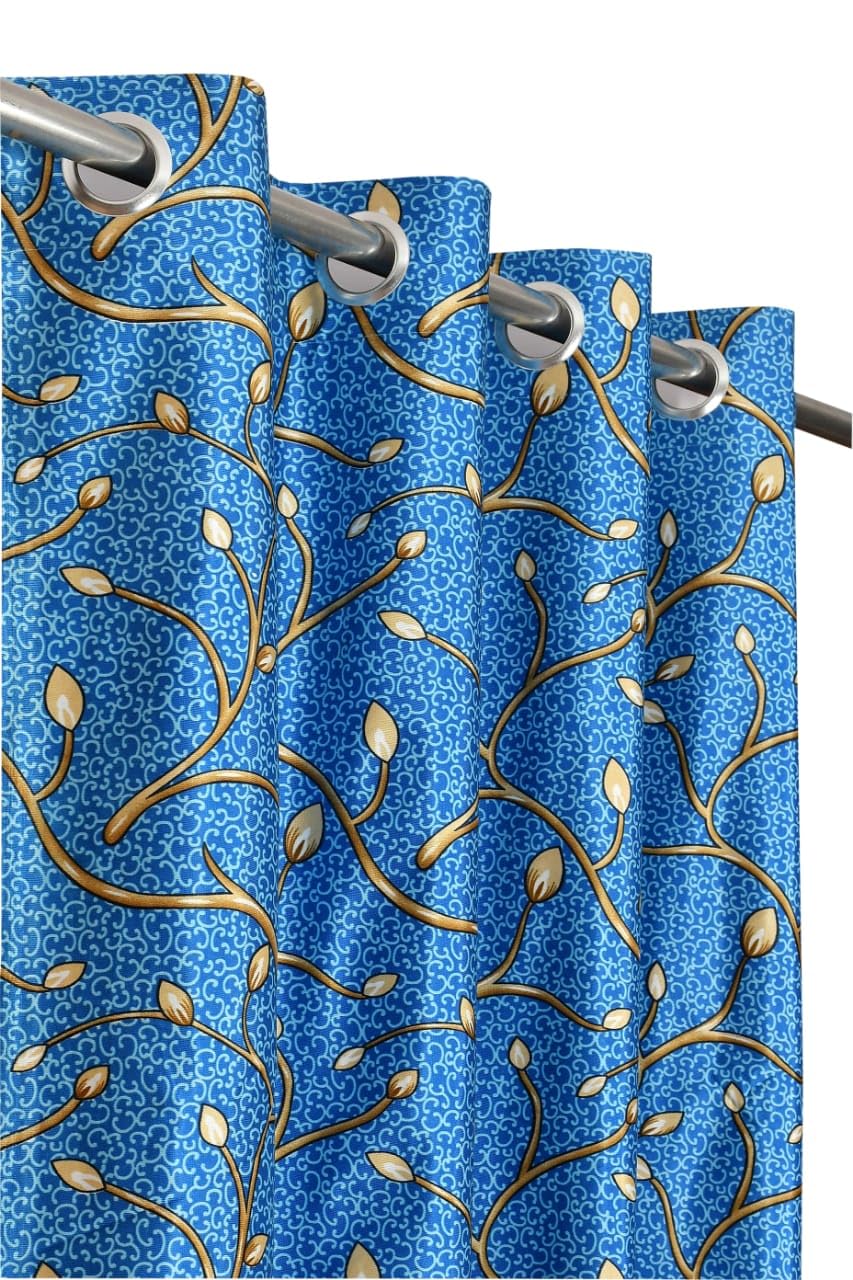 Rensum Polyester Eyelet 9Ft Curtain for Long Door Set of 2 | Printed Curtain Drapes for Living Room Bedroom Kitchen Hall | Decor
