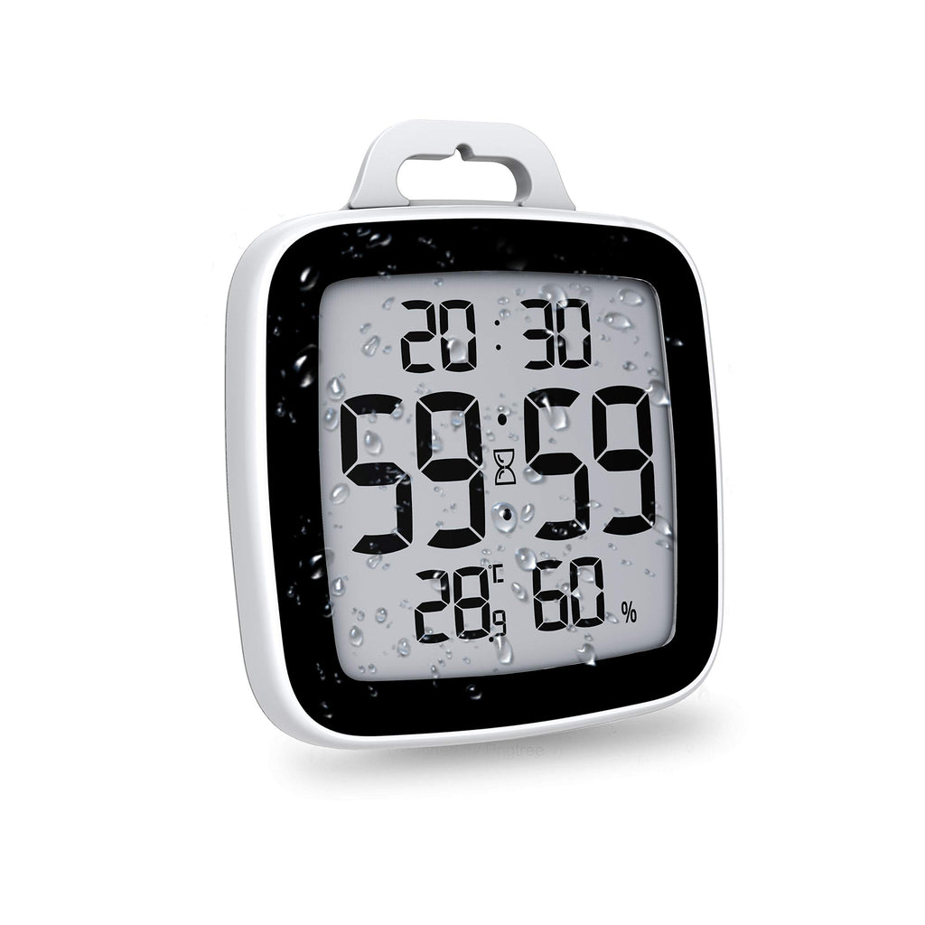 BALDR Digital Shower Clock with Timer - Waterproof Shower Timer for Kids & Adults - Perfect Bathroom Clock That Displays Time & 