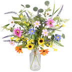 GTIDEA 2 Bundles Artificial Daisy Flowers Fake Silk Summer Flowers Colorful Flowers Fake Wildflowers Bouquet for Home Indoor Tab